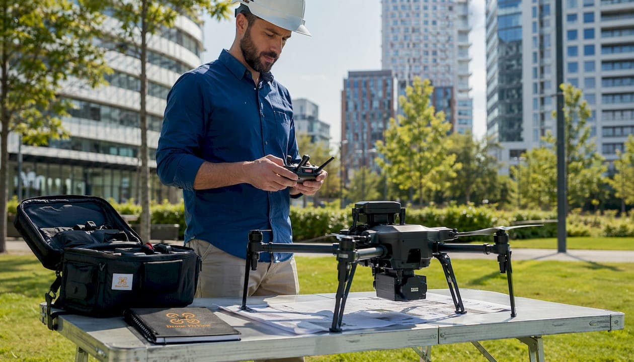 Montrer l'accès voirie d'un terrain par drone